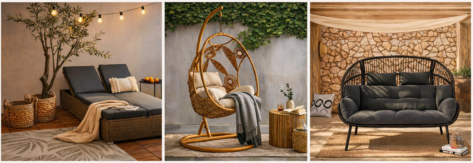 dmáci wellness, hojdačka, vajíčko, pohodlné sedenie, záhradné ležadlá