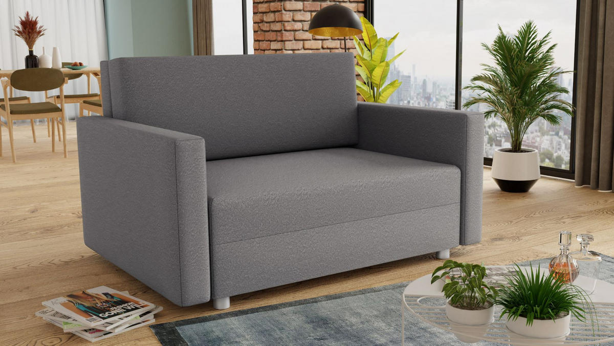 SCHLAFSOFA Pura Maxi - Silberfarben/Grau, Holz/Kunststoff (142/83/105cm)