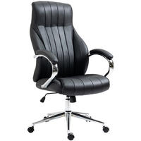 CHEFSESSEL Echtleder schwarz - Chromfarben/Schwarz, Leder/Metall (73/120/76cm) - CLP
