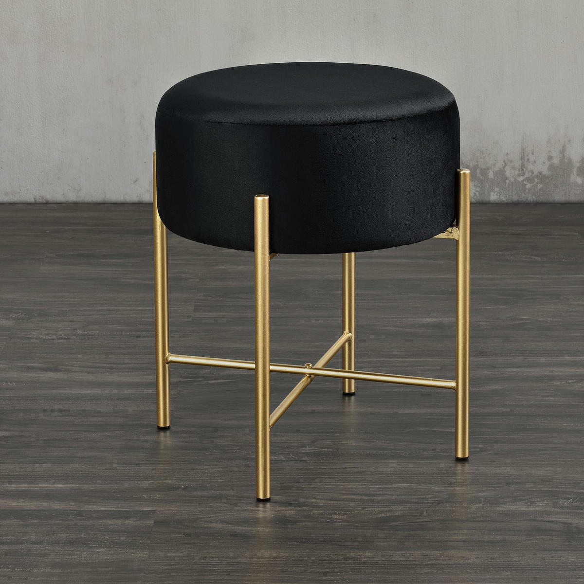 SITZHOCKER Kungälv - Messingfarben/Schwarz, Textil/Metall (35/44/35cm) - [en.casa]