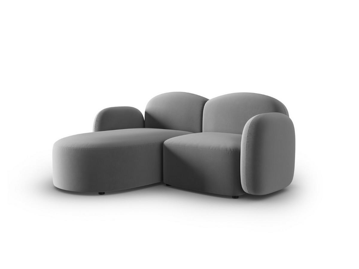 ECKSOFA links Blair aus Samt hellgrau 3 Sitzplätze - Hellgrau, Textil (155/194cm) - Micadoni