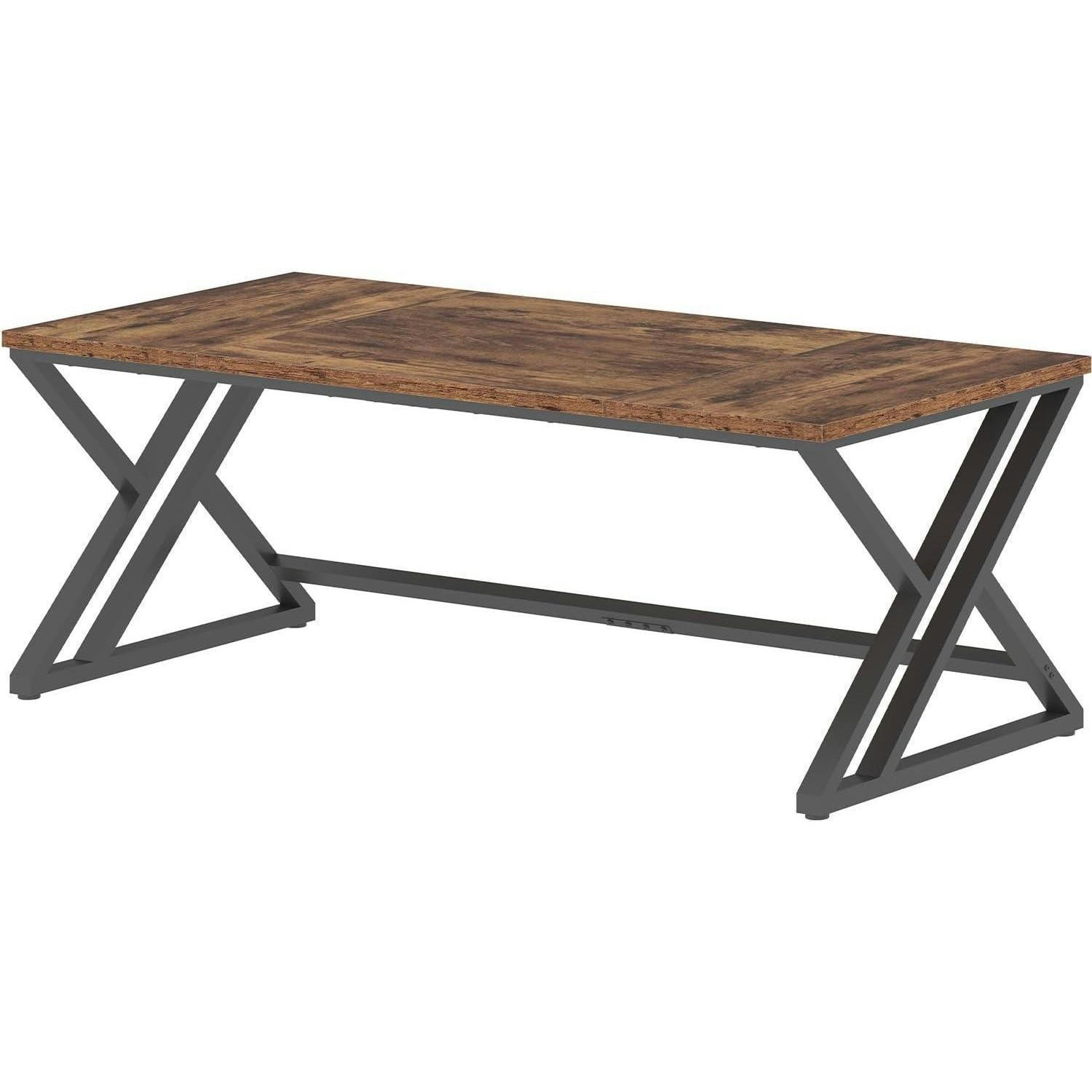 SCHREIBTISCH Holz Metall Vintagebraun-schwarz 180 cm - Braun, Holzwerkstoff (80/177.8/75cm)