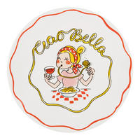 TELLER Pasta Ciao Bella in Bunt - 22cm - Multicolor, Keramik (21.8/21.8/2.5cm) - Blond Amsterdam