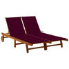 2-PERSONEN-SONNENLIEGE mit Auflagen Akazie Massivholz - Rot, Holz (200/76/200cm) - furnicato