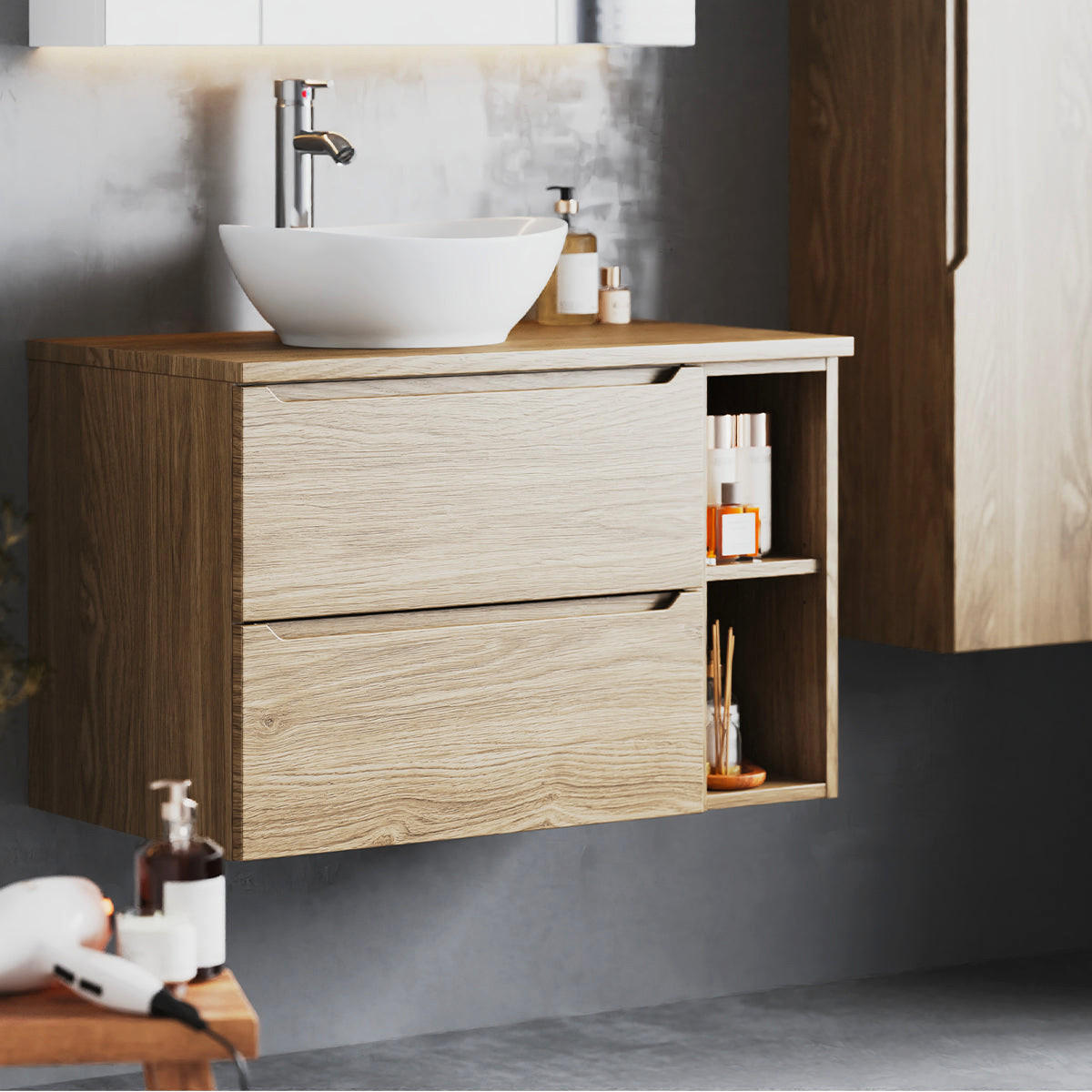 SKRINKA POD UMÝVADLO 80.6cm Viggo Drevo - hnedá, kompozitné drevo (80.6/52.2/46.5cm) - Petits-meubles