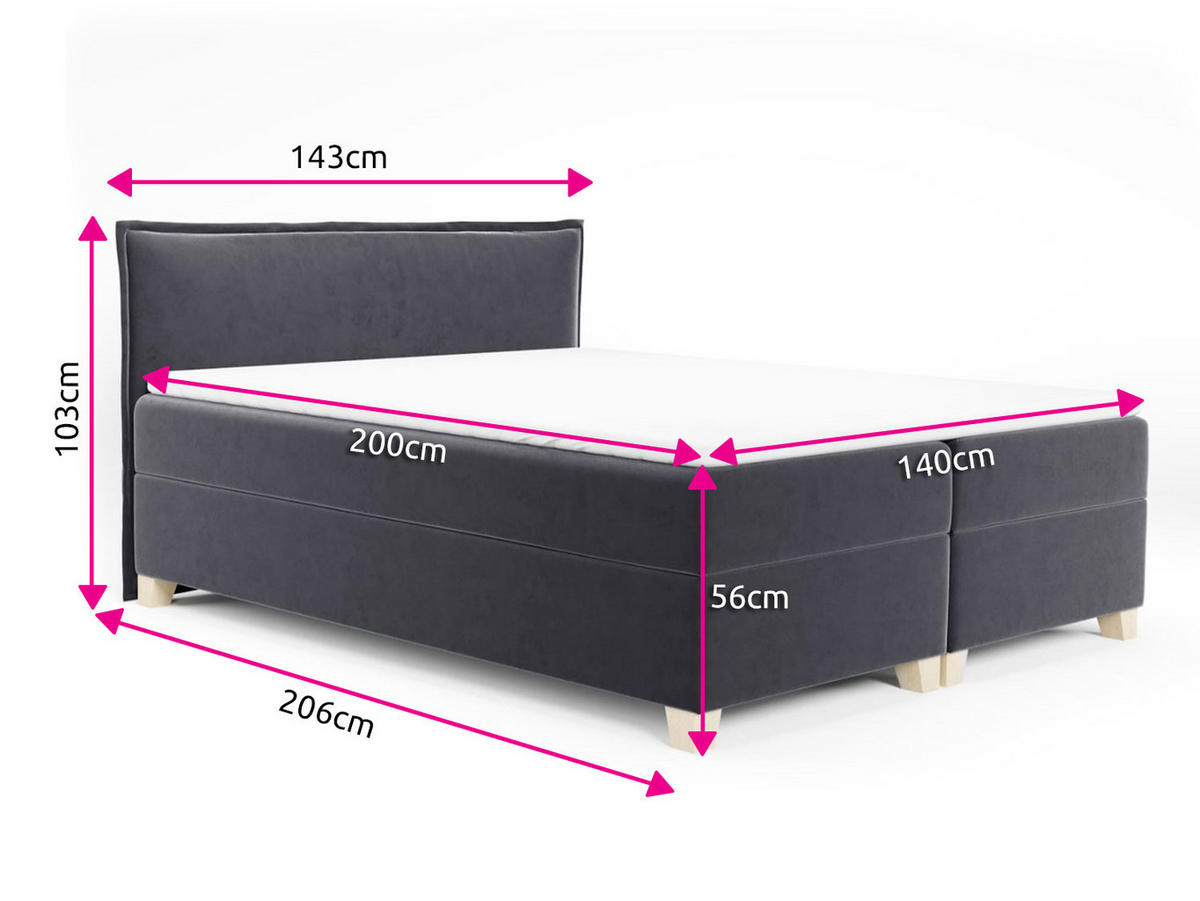 BOXBETT Fren - 140x200 - beige (Paros 02, Velvet) - Beige, Holz/Holzwerkstoff (140/200cm) - Sofnet