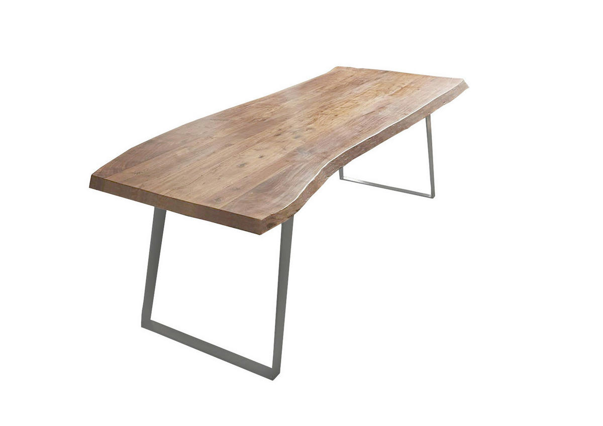 ESSTISCH HALMSTAD - Beige/Silberfarben, Holz/Metall (100/300/79cm) - SAM
