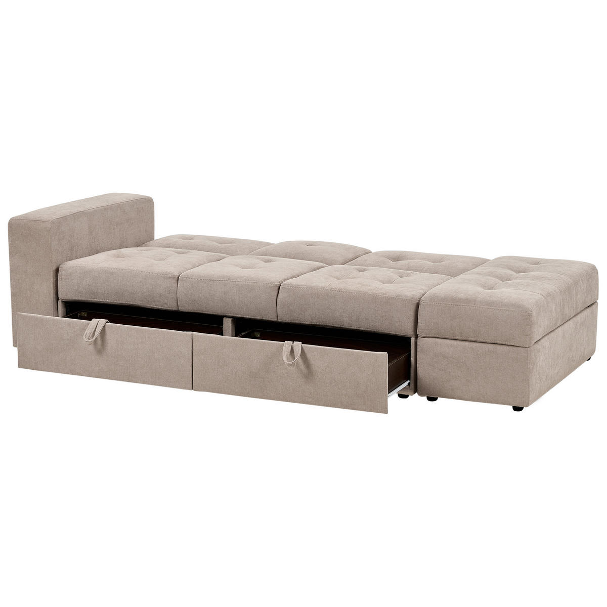 CANAPEA EXTENSIBILĂ cu 3 locuri textil maro deschisă cu spațiu de depozitare Falster - maro deschis, material textil (210/75/94cm) - Beliani