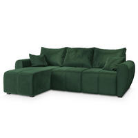 ECKSOFA MADISON Grün Plüsch-Stoff mit Schlaffunktion - Grün, Holz (246/143cm) - MASSENO