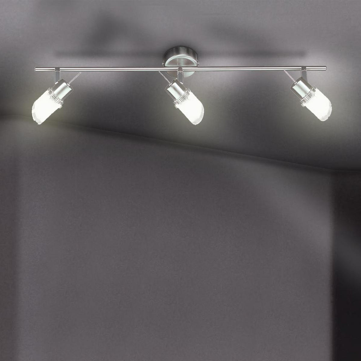 LED DECKENLEUCHTE Metall Silber MICKY - Silberfarben, Glas (60/7/14cm) - Wofi