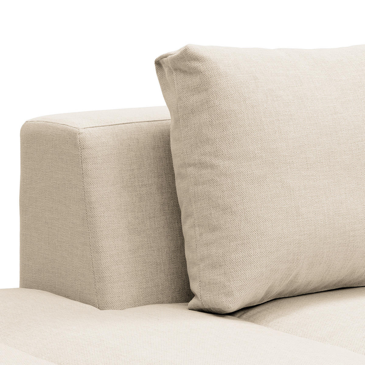 ECKSOFA mit Ottomane - Chromfarben/Beige, Textil/Metall (319/230cm) - home24