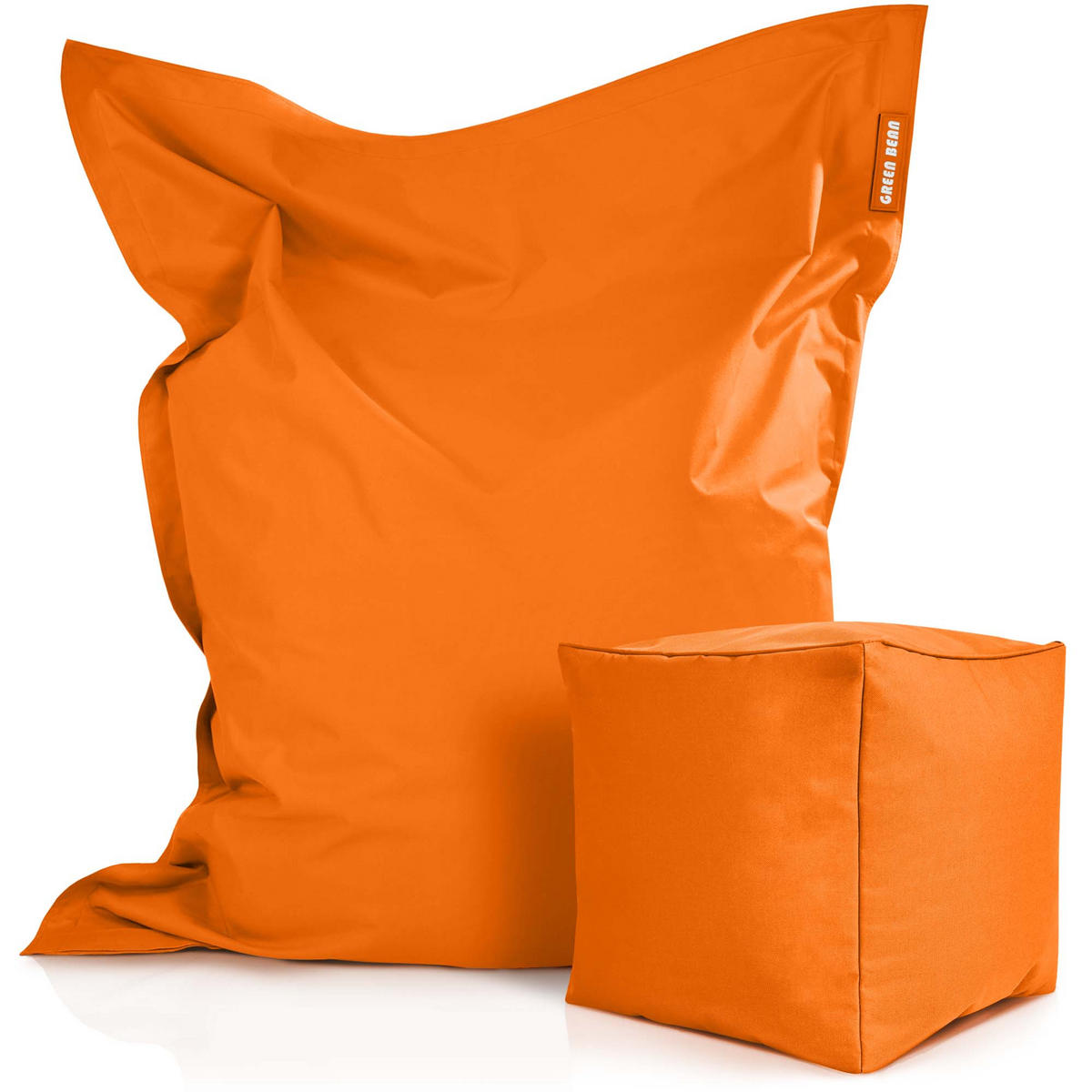 XXL-SITZSACK + Pouf 2er Set - 140x180cm - Orange, Textil (140/25/180cm) - Green Bean