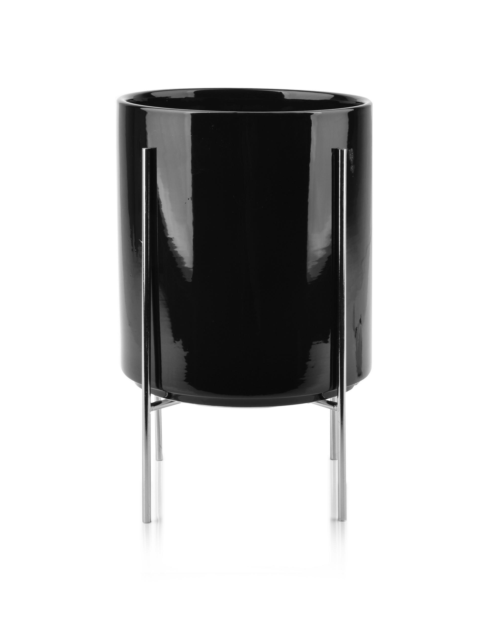BLUMENTOPF Neva Schwarz 18/18/21 cm Keramik - Schwarz, Keramik (18/21cm) - Mondex