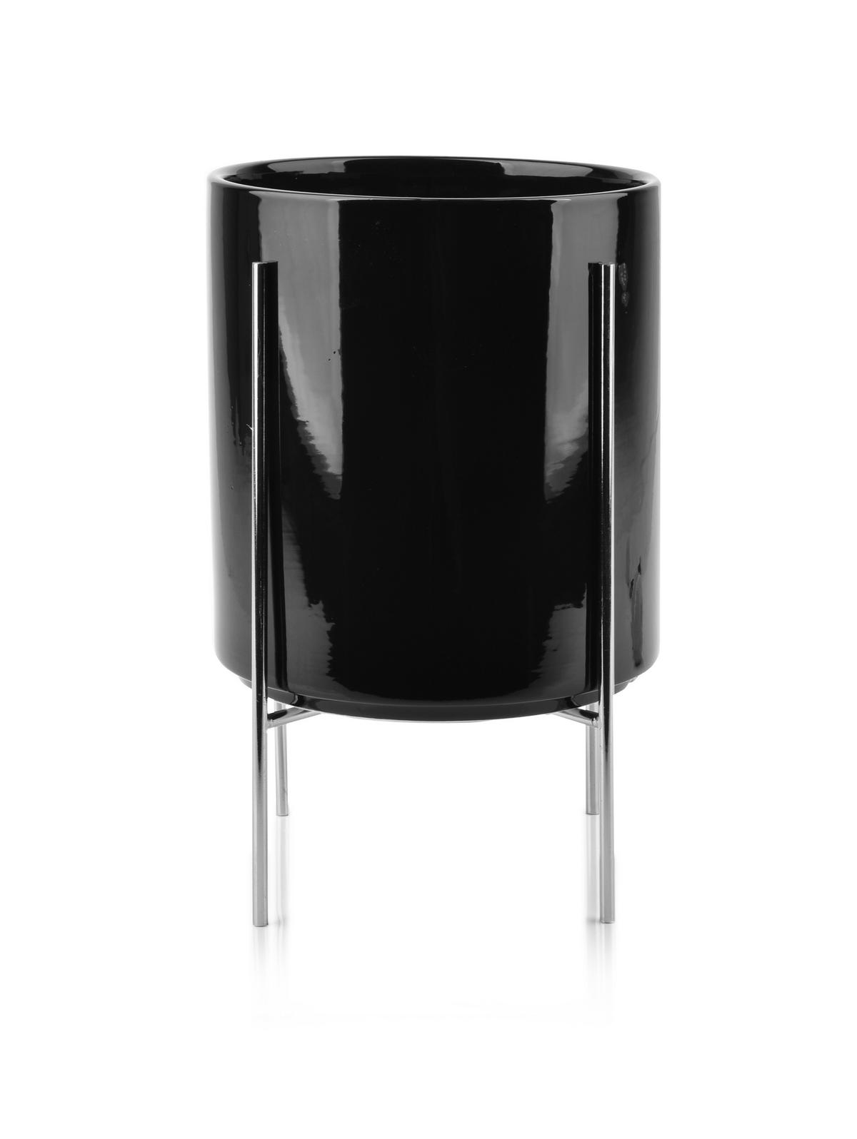 BLUMENTOPF Neva Schwarz 18/18/21 cm Keramik - Schwarz, Keramik (18/21cm) - Mondex