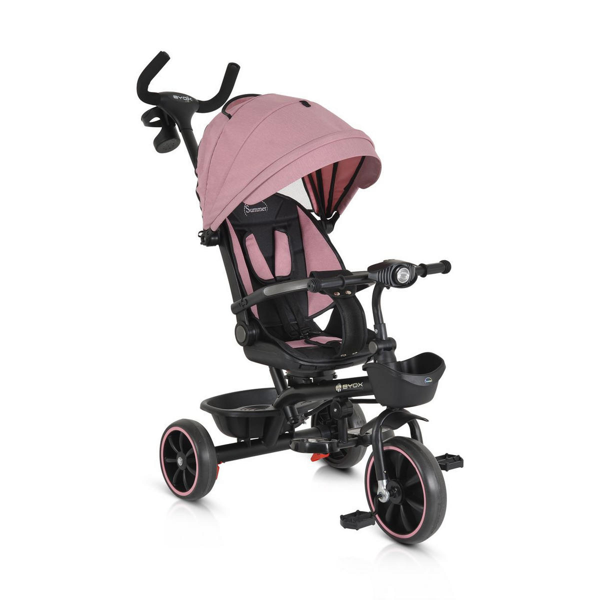 DREIRAD Tricycle Summer rosa Fußstütze klappbar, Musik, Becherhalter, Körbe - Rosa, Metall (75/52/110cm)
