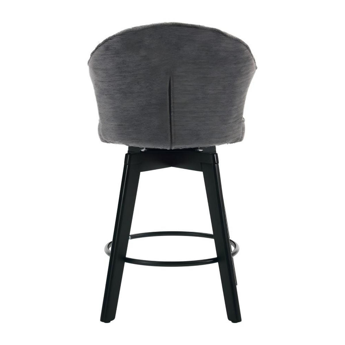 BARHOCKER mit Polsterung, grau 2er-Set - Dunkelgrau, Leder (57/45/52cm)