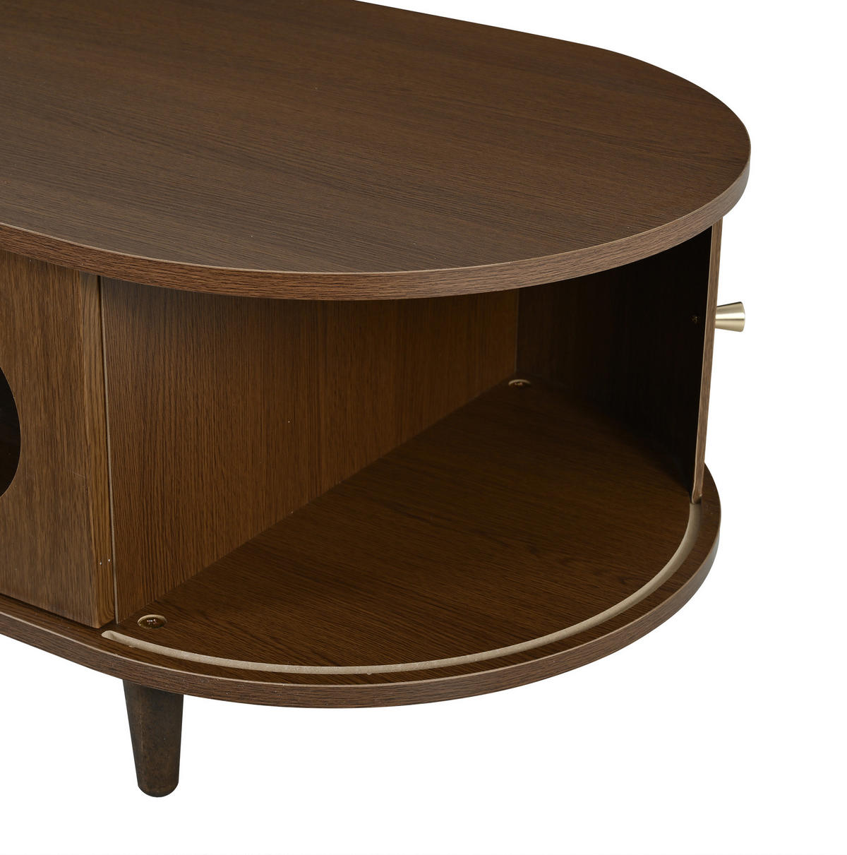 COUCHTISCH aus MDF 100x50x36 cm Walnussholz mit Schublade und Rolltüren - Walnussfarben, Holzwerkstoff (100/50/36cm) - IVMEU