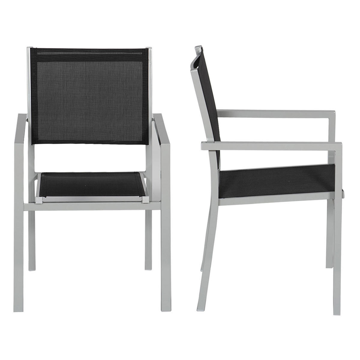 STÜHLE Grau und Schwarz 4er-Set - Schwarz, Kunststoff (57/89.5/56.5cm) - Happy Garden