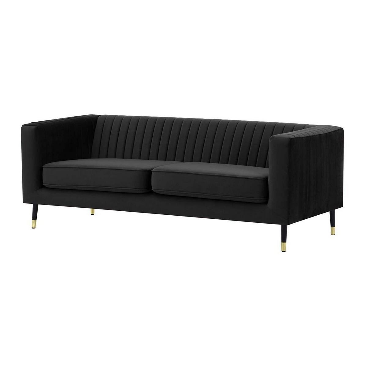 DREISITZER SOFA Slender-Velluto 20 - Schwarz, Holz/Textil (201/71/83cm) - SLF24