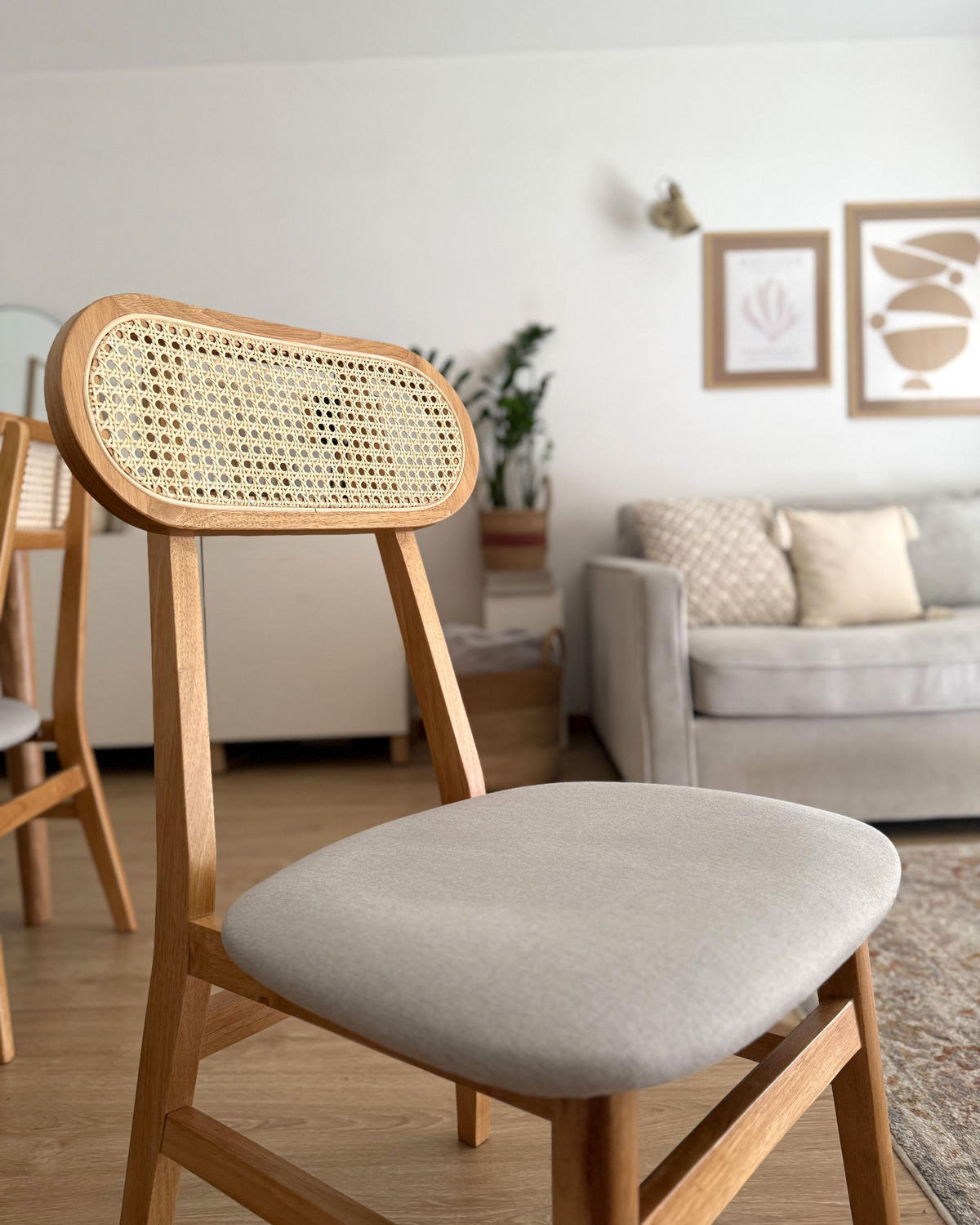 SCAUN DE BUCĂTĂRIE set de 2 lemn maro deschis/gri deschis Fallon - gri deschis, lemn (47/90/50cm) - Beliani