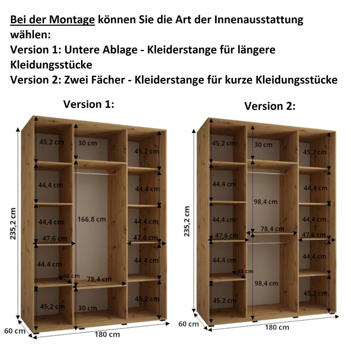 SCHWEBETÜRENSCHRANK 235,2/180/60 3-türig - Silberfarben/Weiß, Holz/Metall (180/235/60cm) - Abiks Möbel
