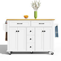KÜCHENWAGEN 140/40/89 cm in Weiß/Natur mit klappbarer Arbeitsplatte und Rollen - Weiß, Holzwerkstoff (140/89/65cm) - Flora Grace