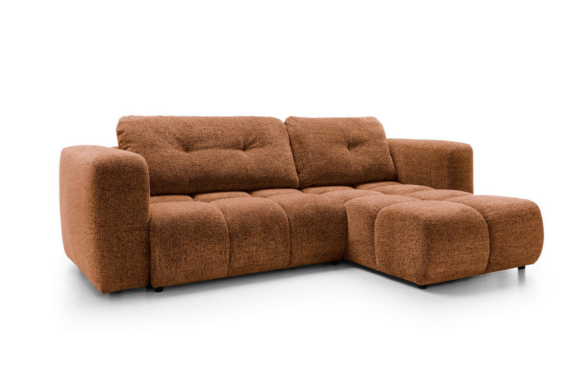 ECKSOFA ARTE 02 Orange Chenille mit Schlaffunktion - Orange, Holz (273/176cm) - MASSENO