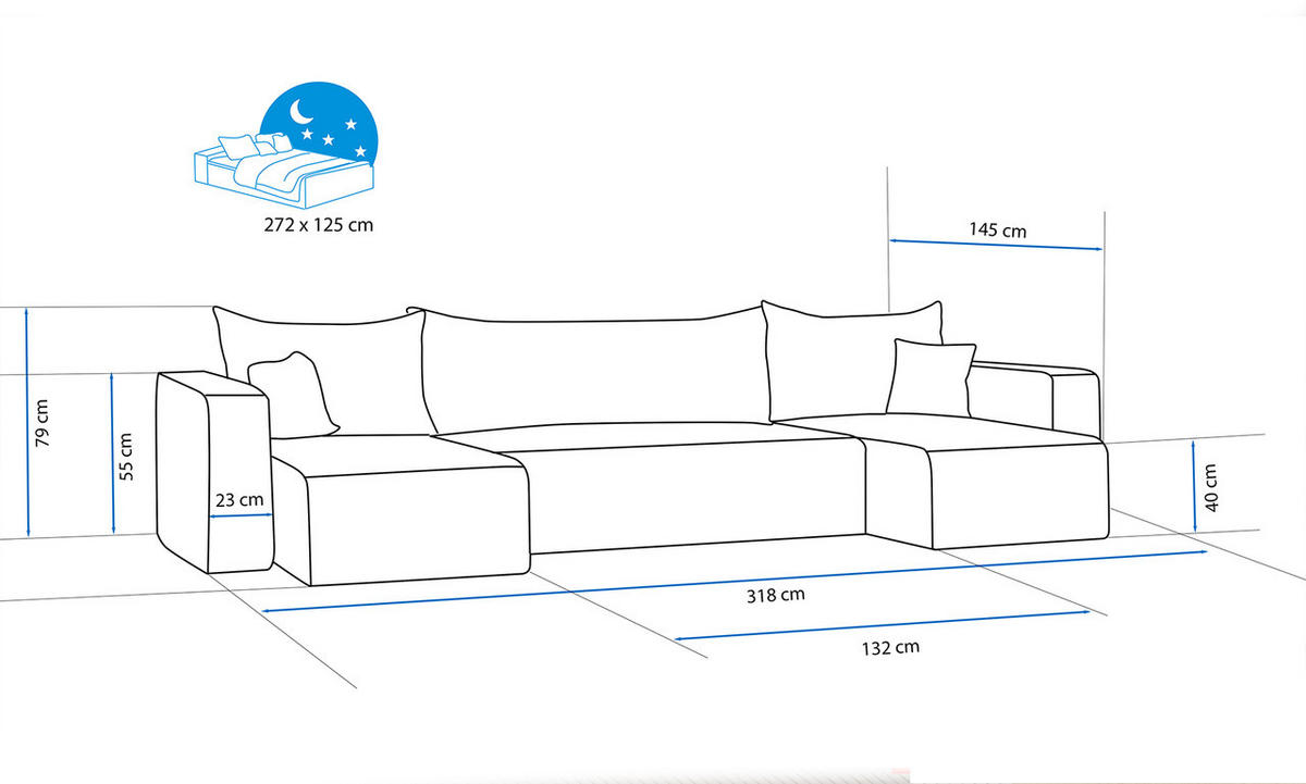 WOHNLANDSCHAFT mit Schlaffunktion und Bettkasten, Senfgelb - Currygelb/Gelb, Kunststoff/Textil (318/79/145cm) - Idohome