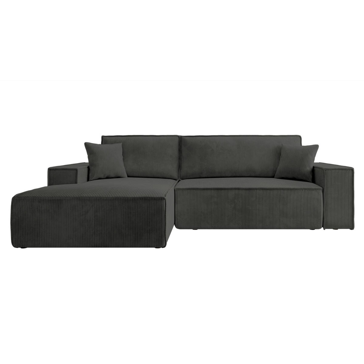 ECKSOFA Farese New Dunkelgrau Cord - Dunkelgrau/Schwarz, Kunststoff/Textil (267/167cm) - Selsey