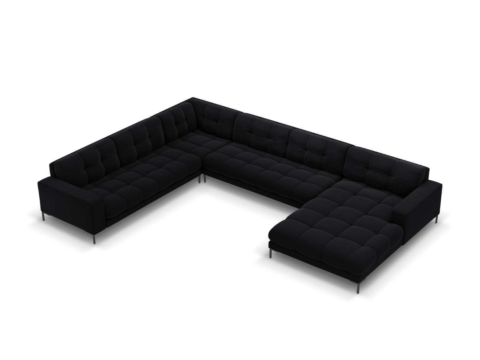 PANORAMASOFA links Mamaia aus Samt schwarz 7 Sitzplätze - Schwarz, Textil (256/75/327cm) - Micadoni
