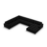PANORAMASOFA links Mamaia aus Samt schwarz 7 Sitzplätze - Schwarz, Textil (256/75/327cm) - Micadoni