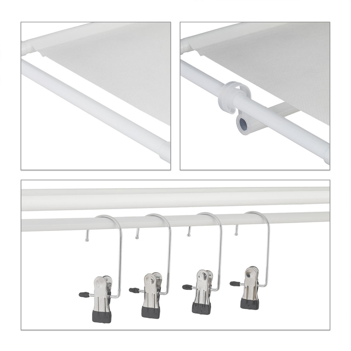 SCHUHREGAL - Weiß, Kunststoff/Textil (60/154/30cm) - Relaxdays