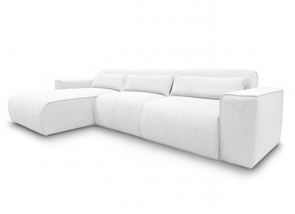 ECKSOFA L Form Ruyam Perlweiß 310/165/78 cm – Schlaffunktion & Bettkasten L - Schwarz/Weiß, Kunststoff/Textil (170/310cm) - AX Living