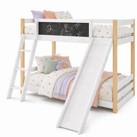 ETAGENBETT 90/200+90/190 mit Rutsche, Treppe und Schutzgitter - Weiß, Holzwerkstoff (90/200cm) - EVRYAE