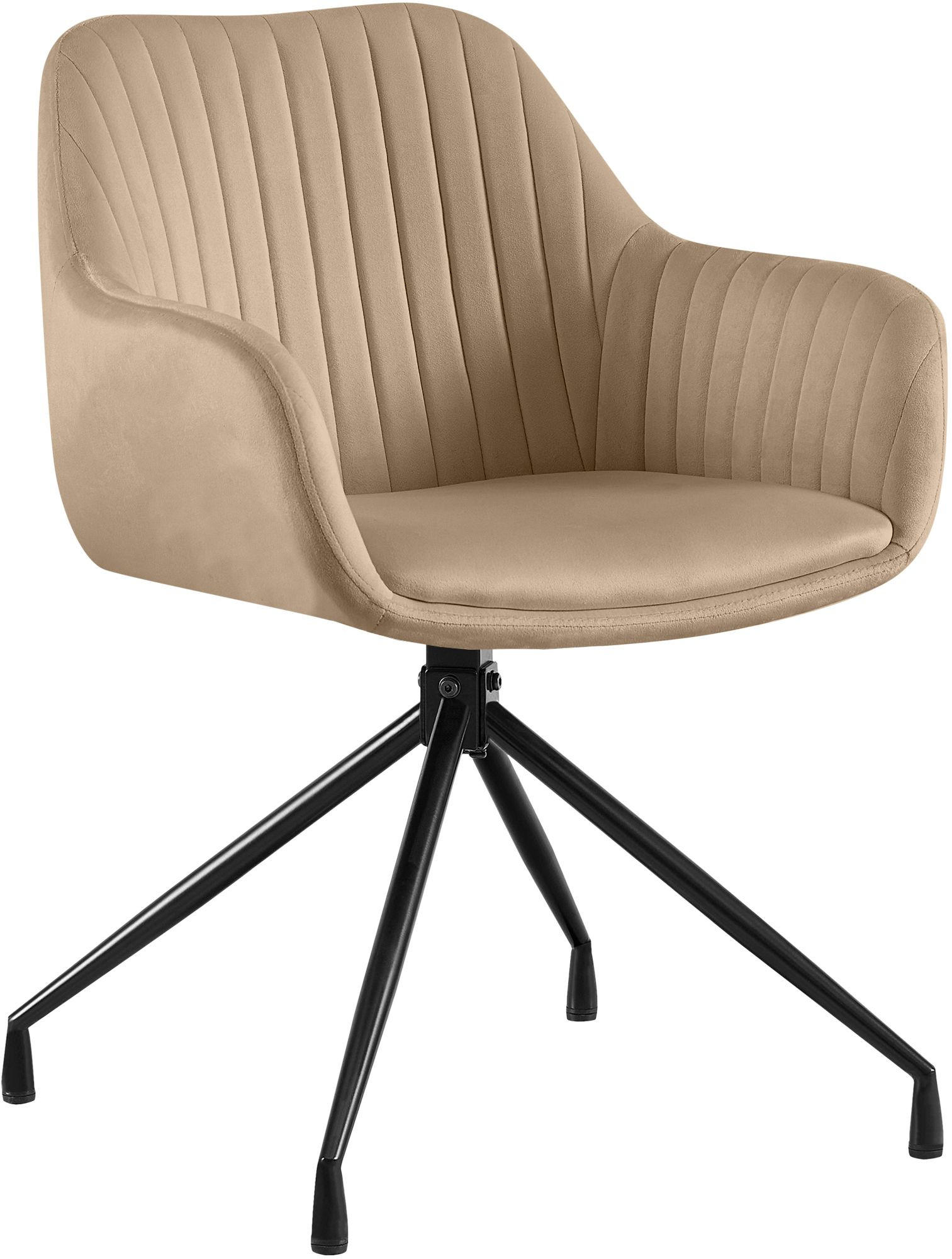 ESSZIMMERSTUHL Samt Taupe - Taupe/Schwarz, Textil/Metall (58/81/58cm) - CLP
