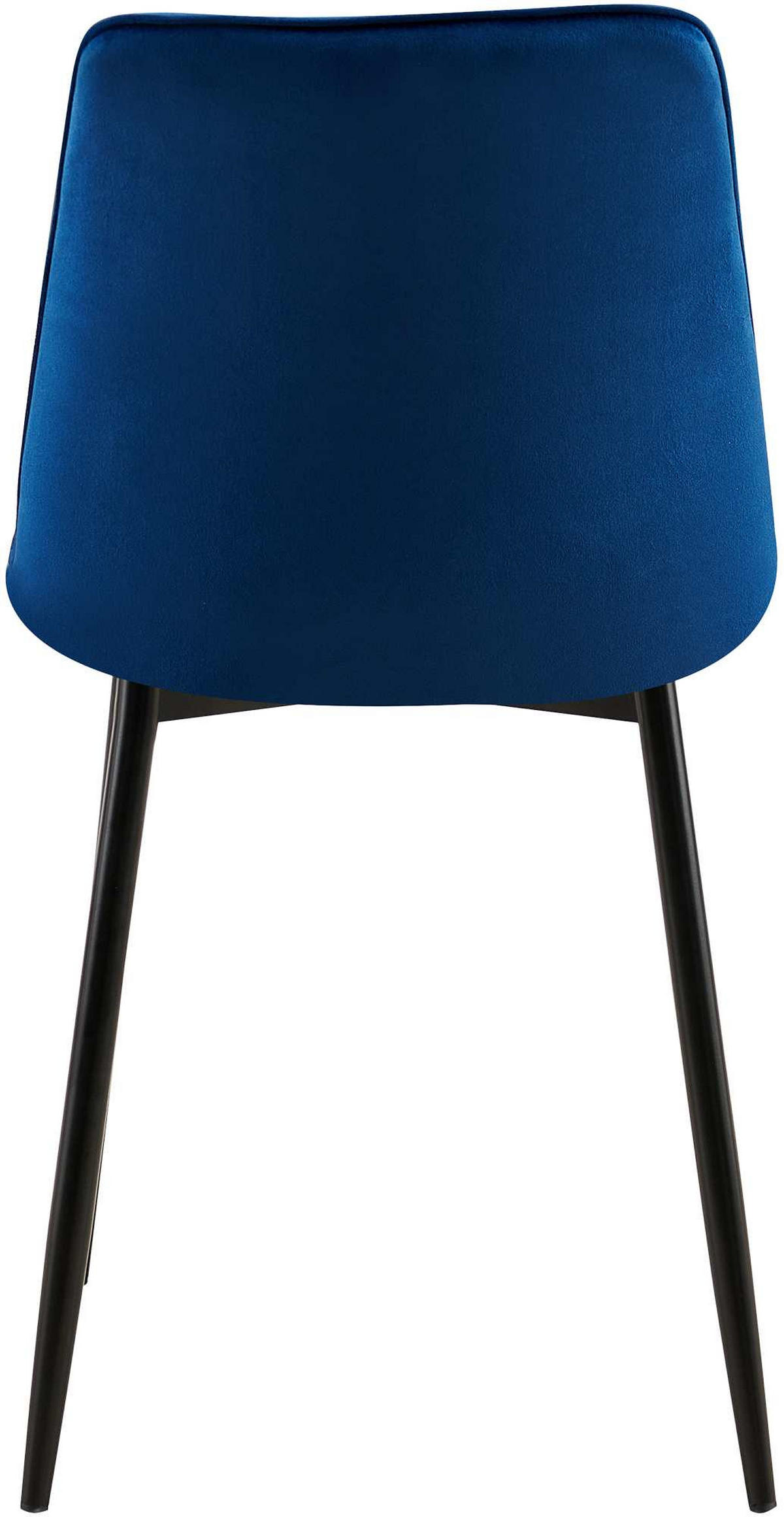 STUHL 2er Set Samt Dunkelblau - Schwarz/Dunkelblau, Textil/Metall (47/89/61cm) - CLP