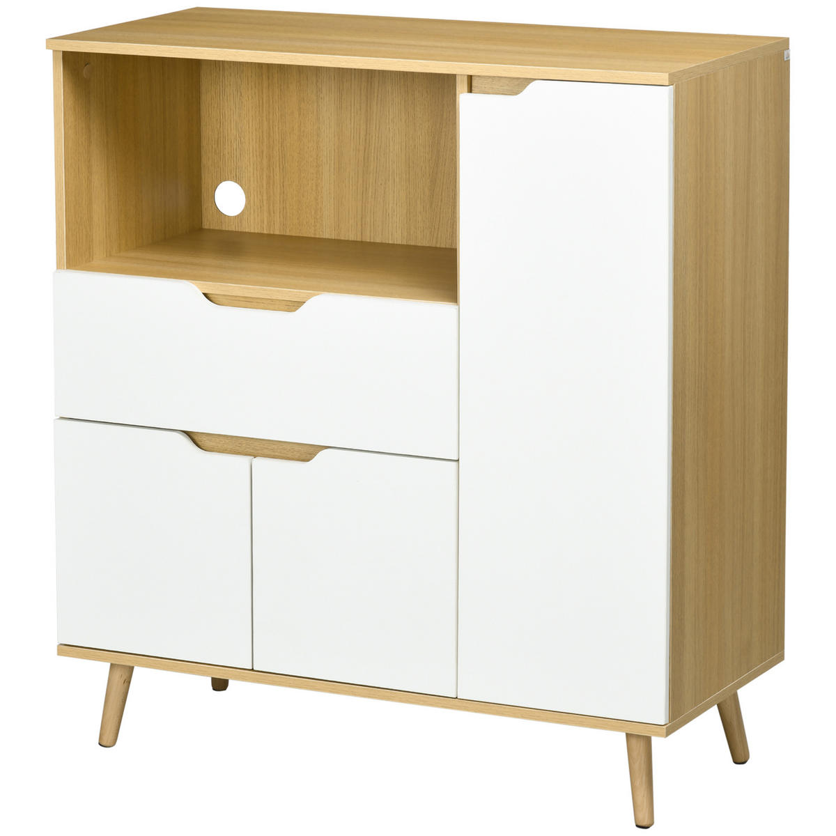 MIKROWELLENUNTERSCHRANK DE-11160 2 Türen Weiß/Holz - Weiß, Holzwerkstoff (40/98.5/90cm) - ComfortXL