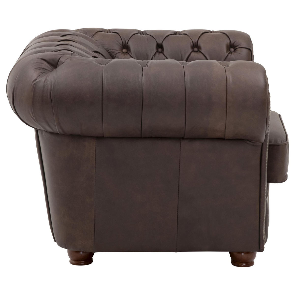 CHESTERFIELD-SESSEL Kath Echtleder (Antikoptik) braun - Braun, Leder (110/74/98cm) - 58aufmkessel