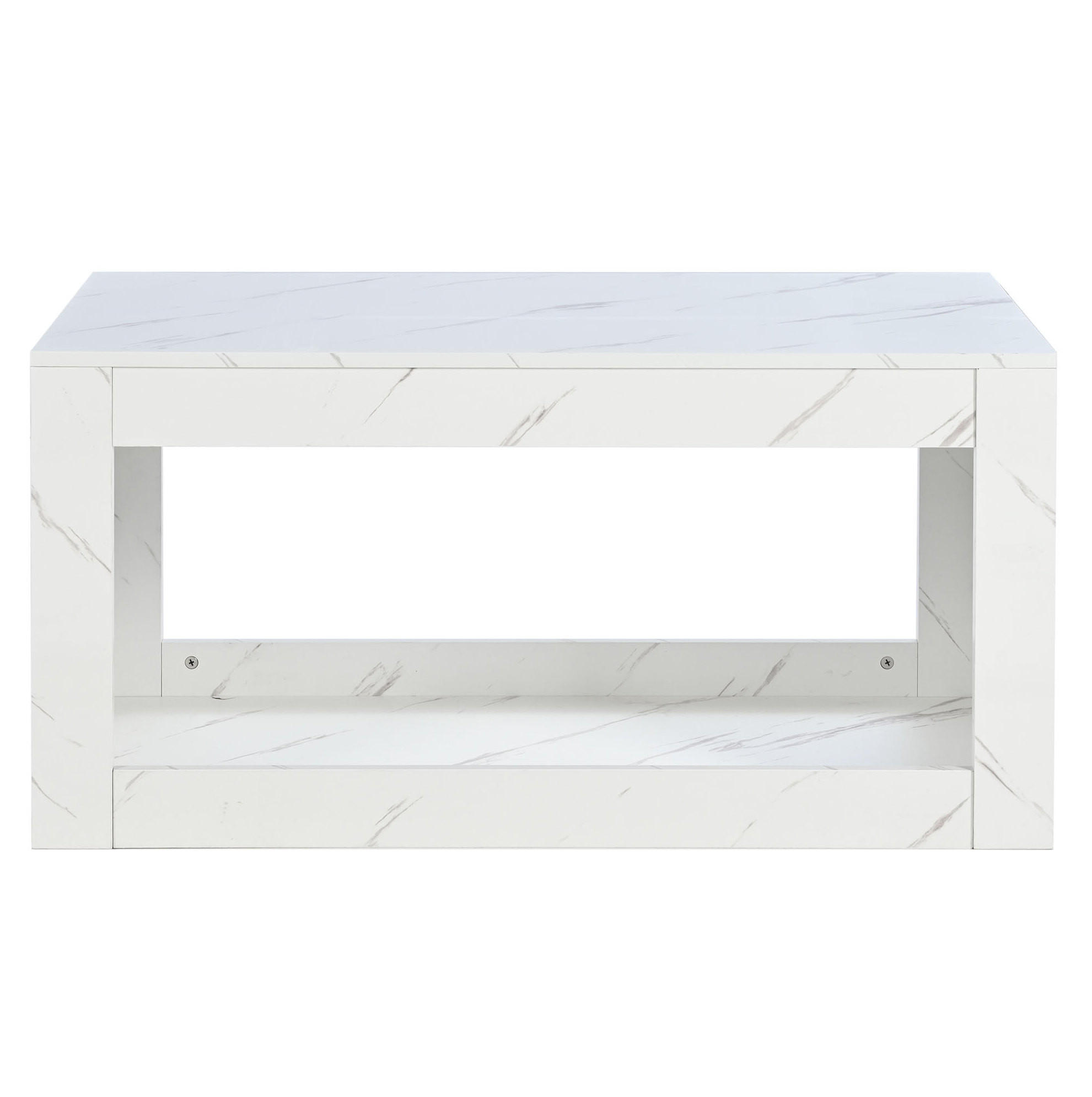 KONFERENČNÍ stolek LED, 100/50/50 cm, bílý, s vysokým leskem a úložným prostorem - bílá, kompozitní dřevo (100/50/50cm) - BEAOK