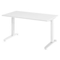 SCHREIBTISCH Serie-XB 80/140/74 cm in Weiß/Weiß/Alu poliert - Silberfarben/Weiß, Holzwerkstoff (80/140/74cm) - bümö