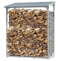 KAMINHOLZREGAL Außen Pro 143/70/185 cm Aluminium Grau 1,8 m³ / 2,6 SRM - Grau, Metall (142/185/70cm) - QUICK STAR