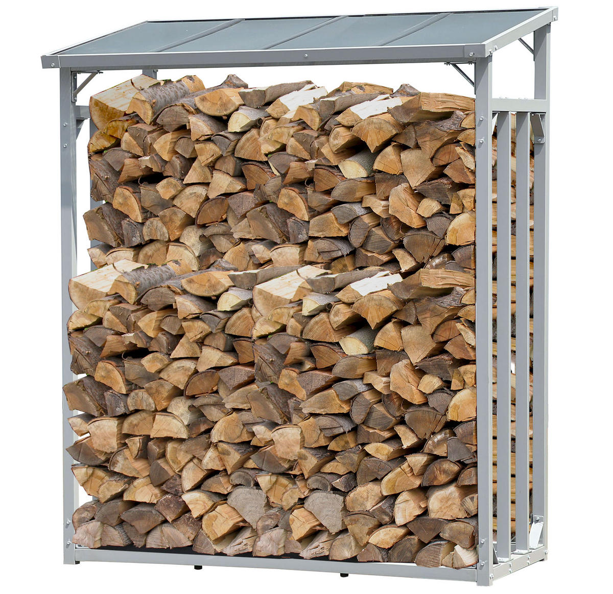 KAMINHOLZREGAL Außen Pro 143/70/185 cm Aluminium Grau 1,8 m³ / 2,6 SRM - Grau, Metall (142/185/70cm) - QUICK STAR