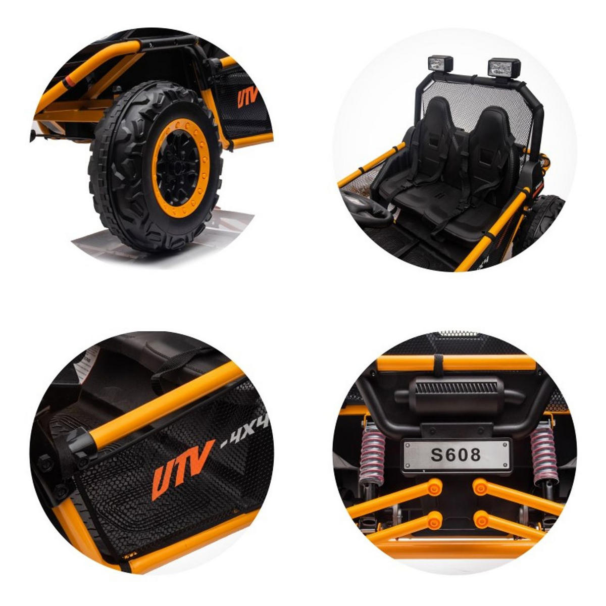 KINDERELEKTROFAHRZEUG Explorer gelb Doppelsitzer Offroad LED Hupe MP3 USB - Gelb, Kunststoff (121/80/80cm) - Chipolino