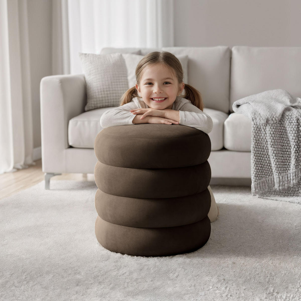POLSTERHOCKER mit Stauraum braun - Braun, Textil (42/45/42cm) - RAUMHIRSCH FURNITURE