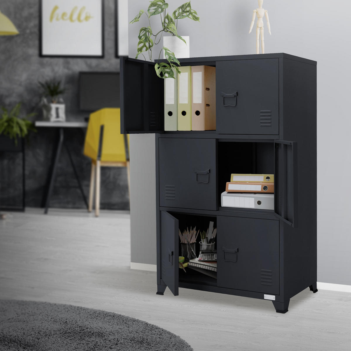 AKTENSCHRANK 75x40x120 cm Anthrazit aus Stahl - Anthrazit, Metall (40/120/75cm) - ML-DESIGN