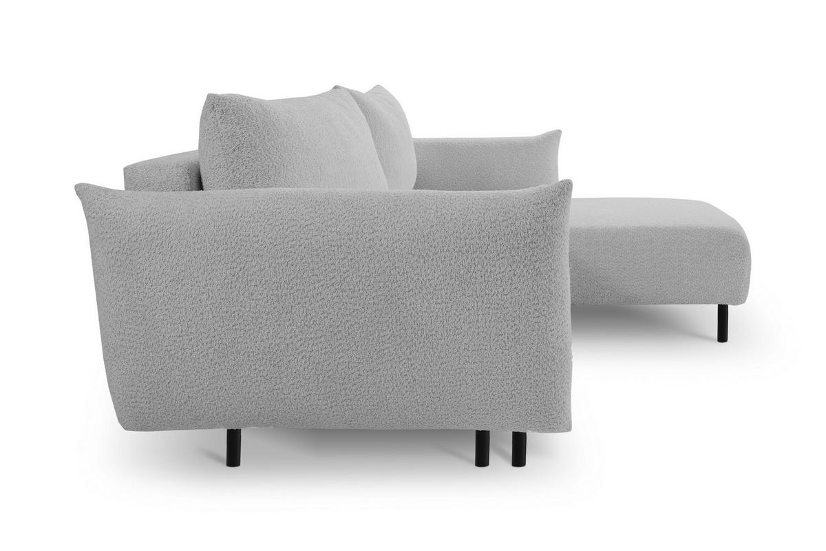 ECKSOFA ADEL mit Schlaffunktion und Bettkasten, L-förm, Metallbeine, verstellbar lose Rückenkissen, freistehend, RECHTS, 257x171x90 cm, Grey - Grau, Holz/Textil (257/171cm) - DomoHome