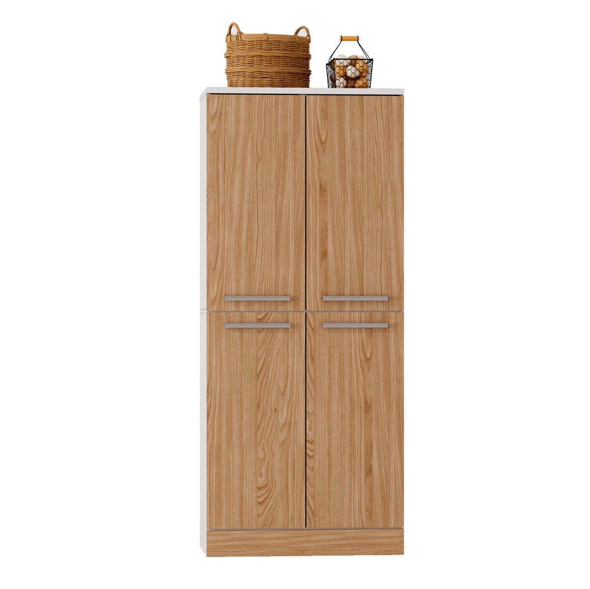 BUFFET 76/42/180 cm in Weiß/Eichefarben mit 4 Türen - Weiß, Holzwerkstoff (76/180/42cm) - Flora Grace
