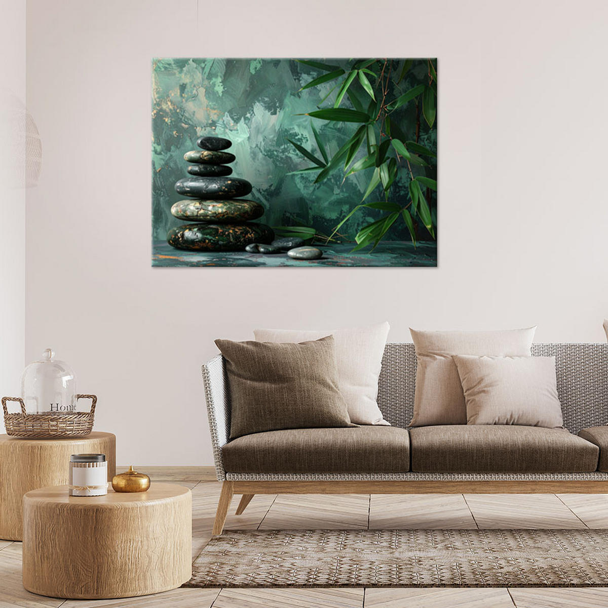 LEINWANDBILD Zen und Orientalisch 120x80cm - Grün, Textil (120/80cm) - Feeby