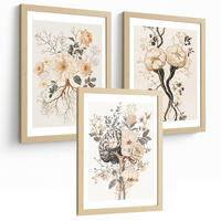 POSTER Set aus 3 Neuronale Anatomie Drucke und Wandbilder mit Neuronen Synapsen und Gehirn Minimalistischer Floraler Stil Größe Rahmenlos A3 - Klar, Papier (29.7/42/3cm) - Nacnic