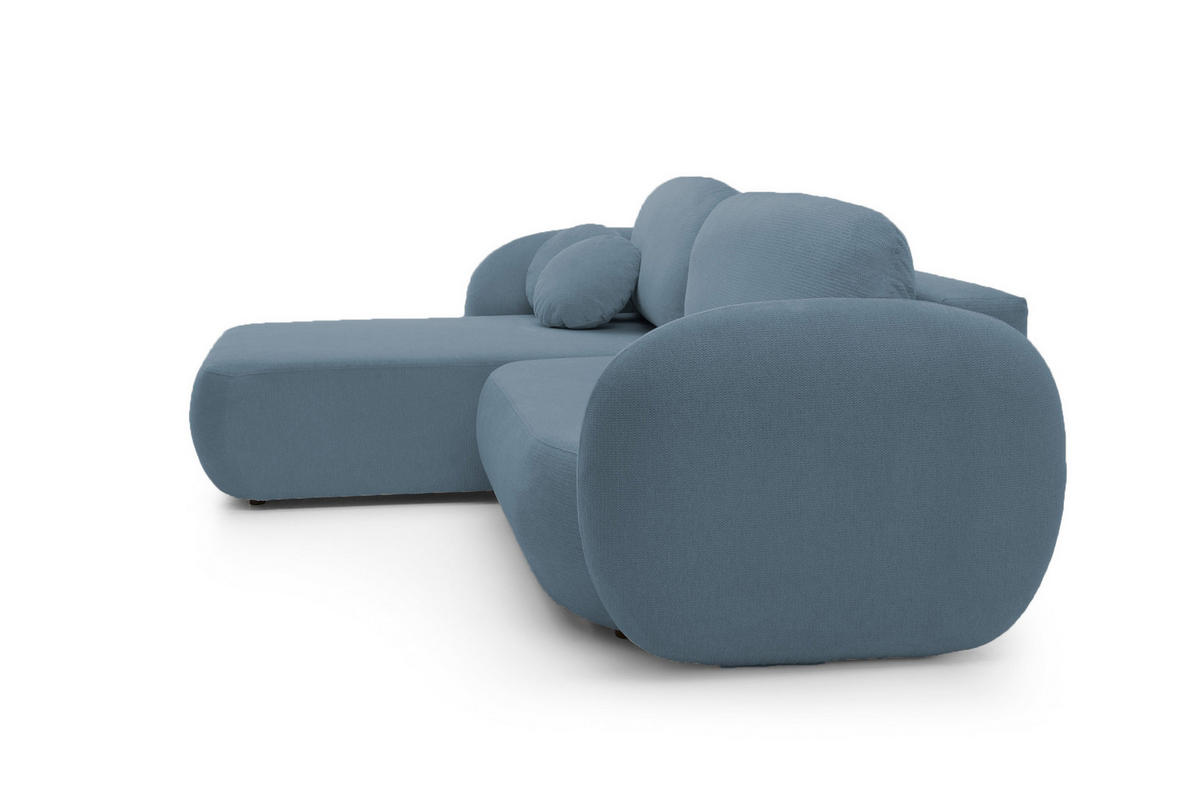 ECKSOFA OLIO L-Form Schlaffunktion mit Bettkasten, lose Rückenkissen, freistehend, LINKS 174x248 cm Light blue - Hellblau, Holz/Textil (174/248cm) - DomoHome